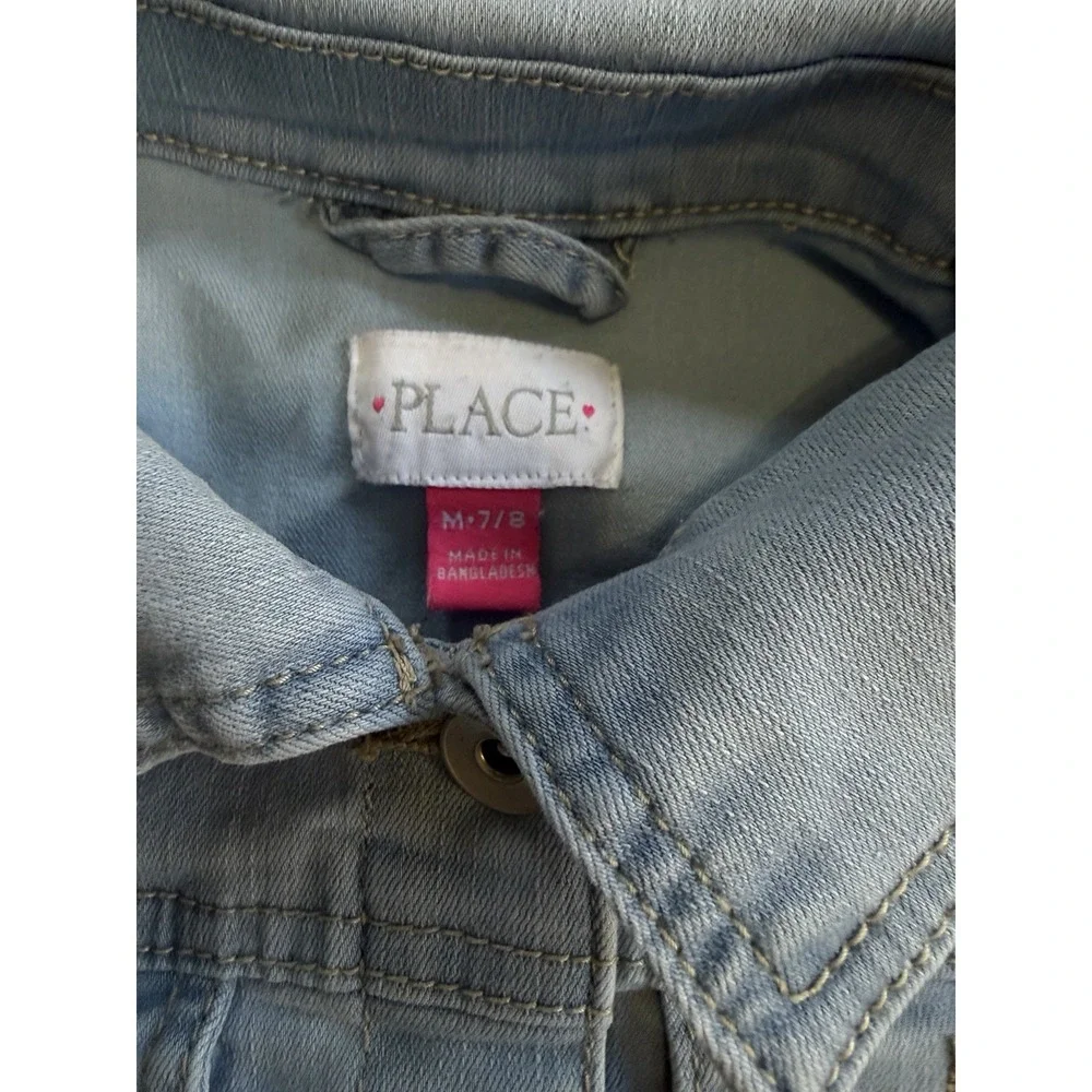 Lot of 3 Girls' Blue Denim Jean Jackets Pockets  And Jeans Size M 7/8 And 7